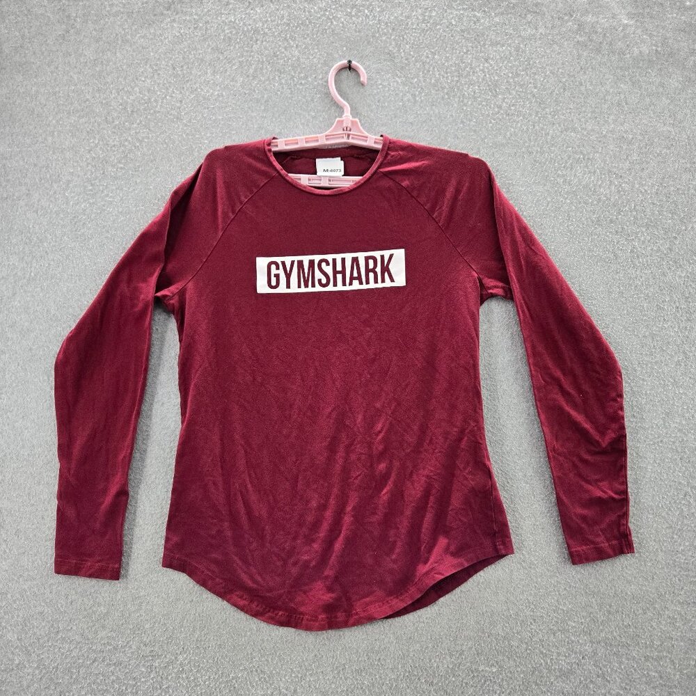 Gymshark‎ Men Shirt M Red Activewear Logo Long Sleeve